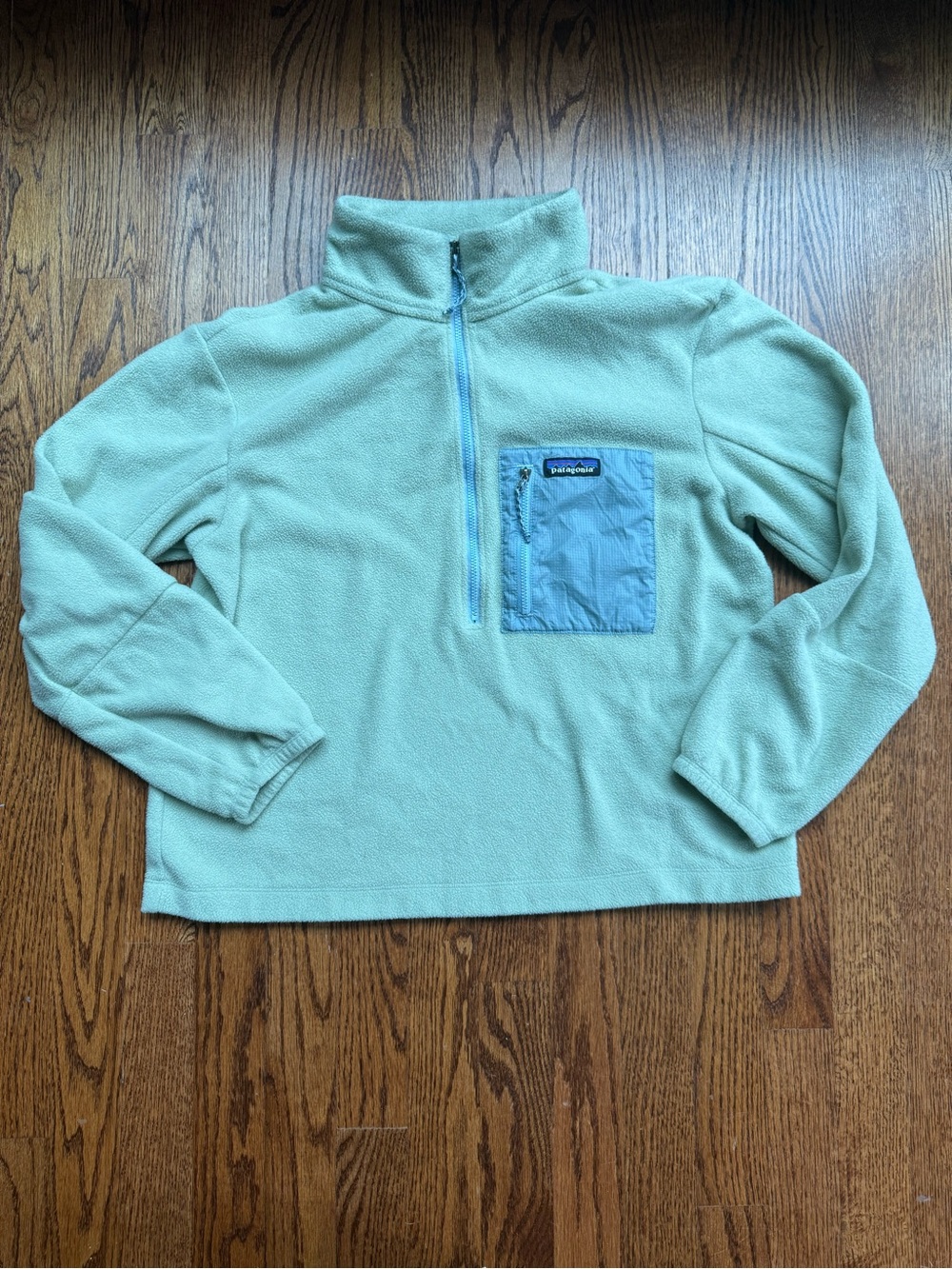 Patagonia Light Green Half-Zip Fleece Microdini Pullover Jacket Sz M